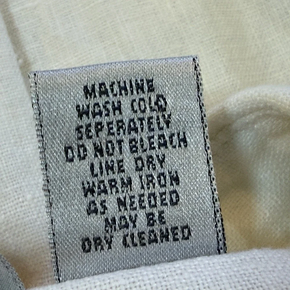 Chico's Button Front Top Womens Sz 3 USXL White 100% Linen Short Sleeve Collared